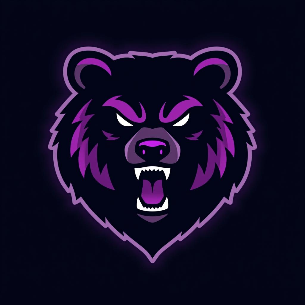  design a logo, esports logo, angry bear, black and purple color