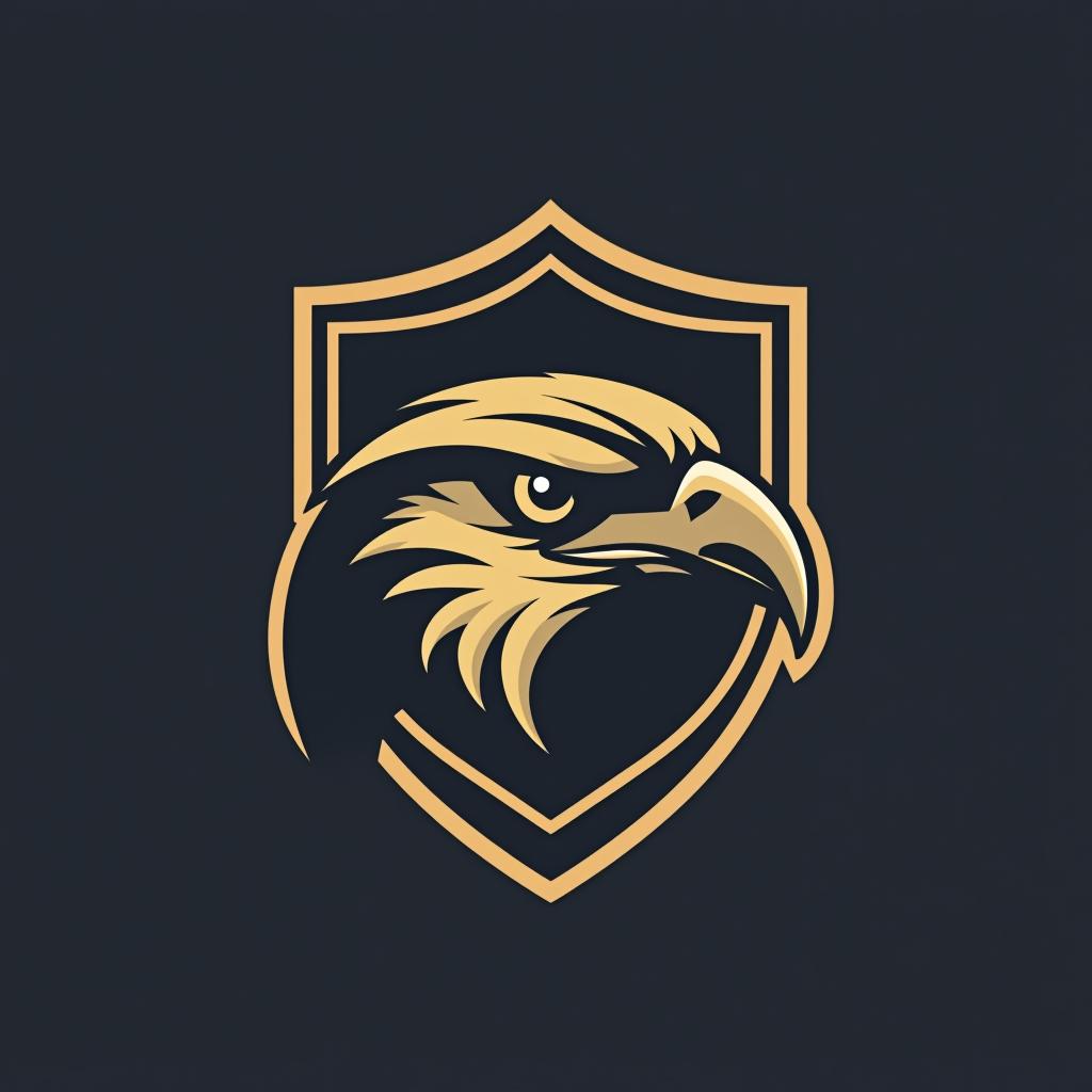  design a logo. create an emblem logo using an eagle’s eye and a shield, emphasizing the company’s focus on vigilance and protection.