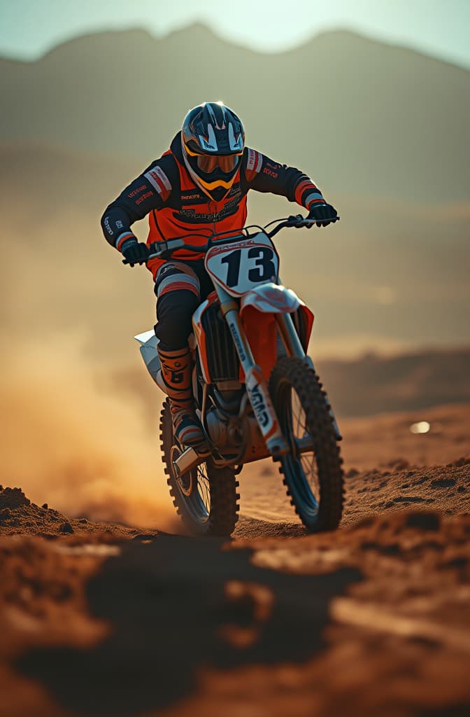  imagine de una pista de motocross donde se vea un piloto en el aire y sea vea gran parte de la pista hyperrealistic, full body, detailed clothing, highly detailed, cinematic lighting, stunningly beautiful, intricate, sharp focus, f/1. 8, 85mm, (centered image composition), (professionally color graded), ((bright soft diffused light)), volumetric fog, trending on instagram, trending on tumblr, HDR 4K, 8K