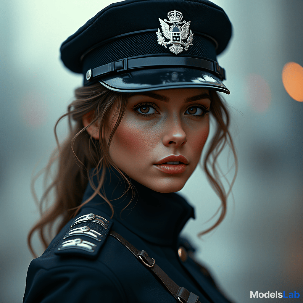  portrain of female pilice officer, realistic, stock photo, looking to camera hyperrealistic, full body, detailed clothing, highly detailed, cinematic lighting, stunningly beautiful, intricate, sharp focus, f/1. 8, 85mm, (centered image composition), (professionally color graded), ((bright soft diffused light)), volumetric fog, trending on instagram, trending on tumblr, HDR 4K, 8K