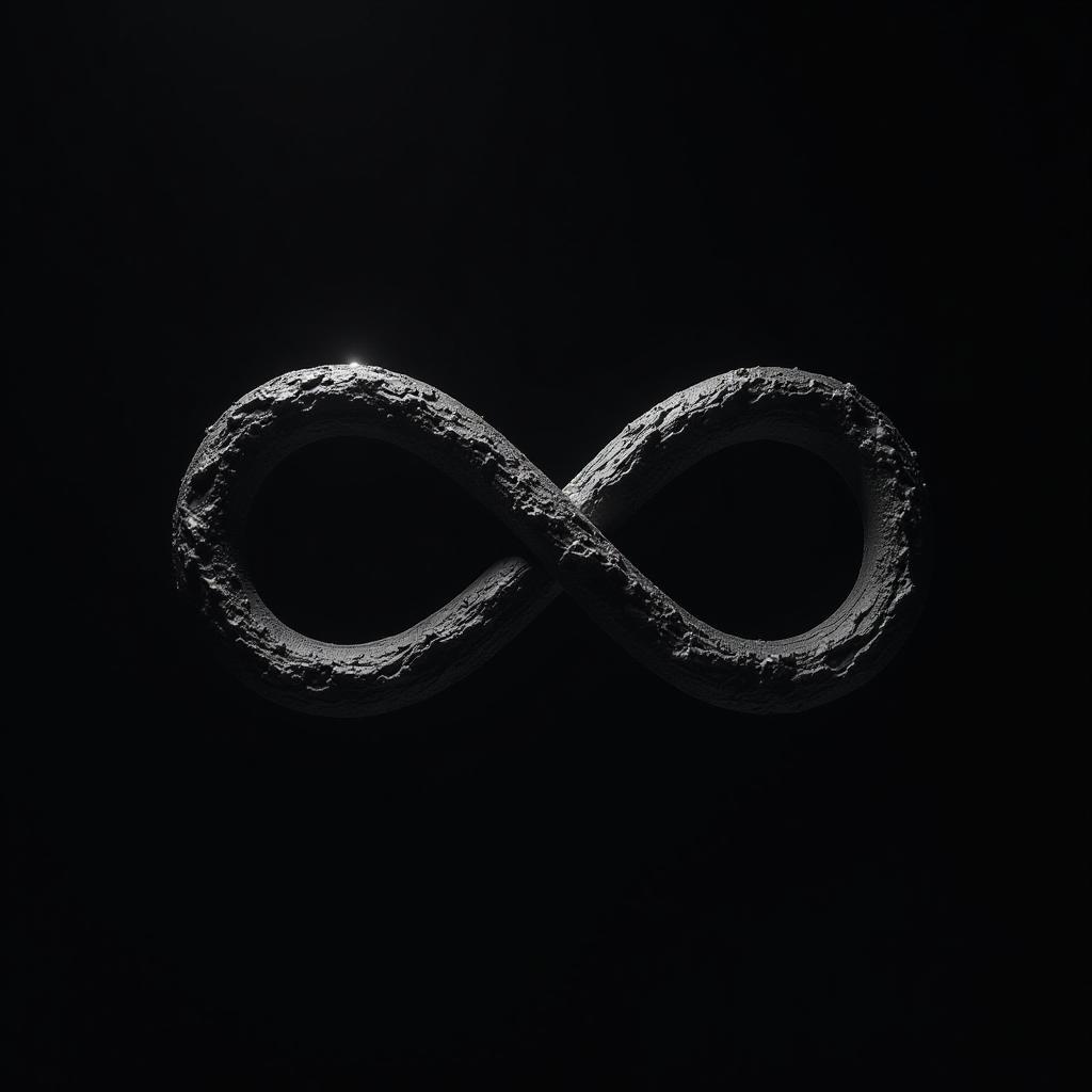  infinite ymbol, black background, random, logo, simple  hyperrealistic, full body, detailed clothing, highly detailed, cinematic lighting, stunningly beautiful, intricate, sharp focus, f/1. 8, 85mm, (centered image composition), (professionally color graded), ((bright soft diffused light)), volumetric fog, trending on instagram, trending on tumblr, HDR 4K, 8K