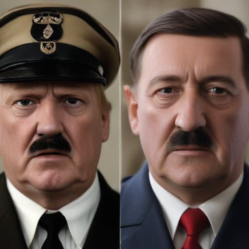 picture of USA ex-president Donald Trump and Adolf Hitler coalesced into one yet separate and distinguishable as well in AI-generated