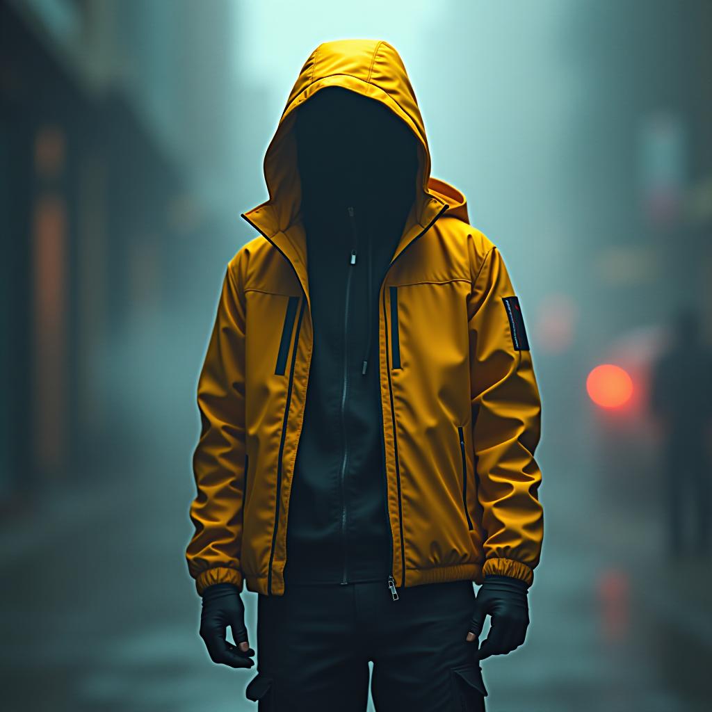  design a yellow jacket hyperrealistic, full body, detailed clothing, highly detailed, cinematic lighting, stunningly beautiful, intricate, sharp focus, f/1. 8, 85mm, (centered image composition), (professionally color graded), ((bright soft diffused light)), volumetric fog, trending on instagram, trending on tumblr, HDR 4K, 8K