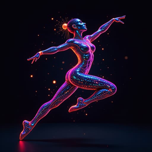  futuristic logoa vibrant, colorful dancer logo with intricate details, the word "stardance" written in a futuristic font, entire design should be set against a solid black background.given brand name "dance studio" logo will also be written hyperrealistic, full body, detailed clothing, highly detailed, cinematic lighting, stunningly beautiful, intricate, sharp focus, f/1. 8, 85mm, (centered image composition), (professionally color graded), ((bright soft diffused light)), volumetric fog, trending on instagram, trending on tumblr, HDR 4K, 8K