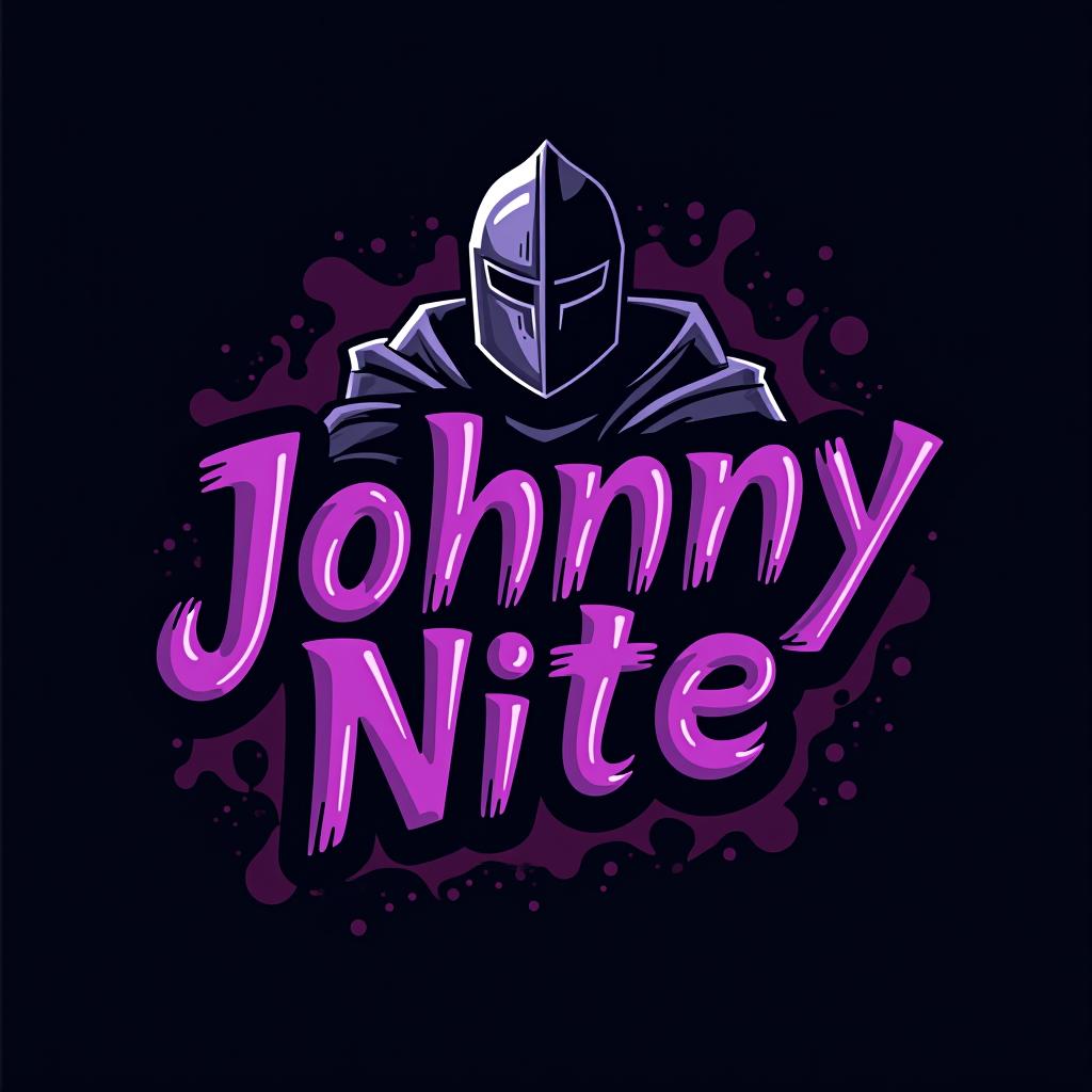  design a logo, in a abstract style. knight black and purple graffiti capitals, with the text 'johnny nite'.