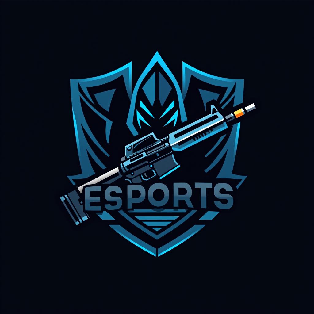  design a logo, esports logo, guns theme, black and blue color