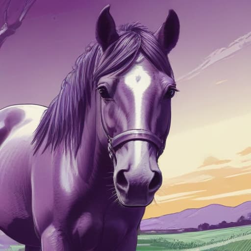 Dibujo lineas caballo morado in Arte de cómic style with Naturaleza background