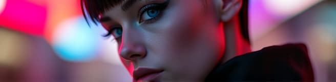  ultra realistic close up portrait ((beautiful pale cyberpunk female with heavy black eyeliner)), blue eyes, shaved side haircut, hyper detail, cinematic lighting, magic neon, dark red city, canon eos r3, nikon, f/1.4, iso 200, 1/160s, 8k, raw, unedited, symmetrical balance, in frame, 8k hyperrealistic, full body, detailed clothing, highly detailed, cinematic lighting, stunningly beautiful, intricate, sharp focus, f/1. 8, 85mm, (centered image composition), (professionally color graded), ((bright soft diffused light)), volumetric fog, trending on instagram, trending on tumblr, HDR 4K, 8K