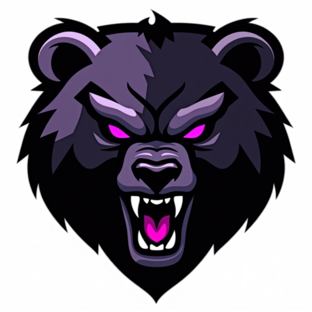  design a logo, esports logo, angry bear, black and purple color