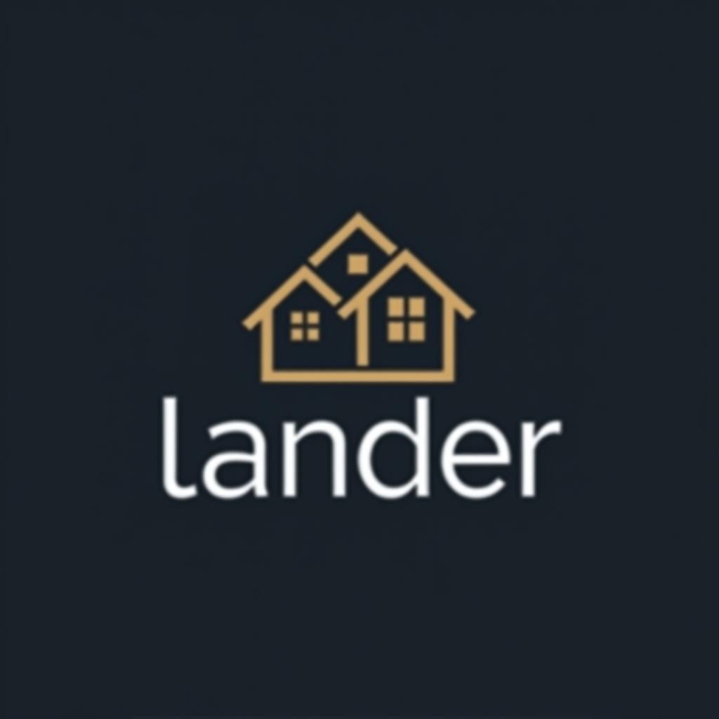  logo, minimal line logo in the theme of real estate, with the text ‘lander’