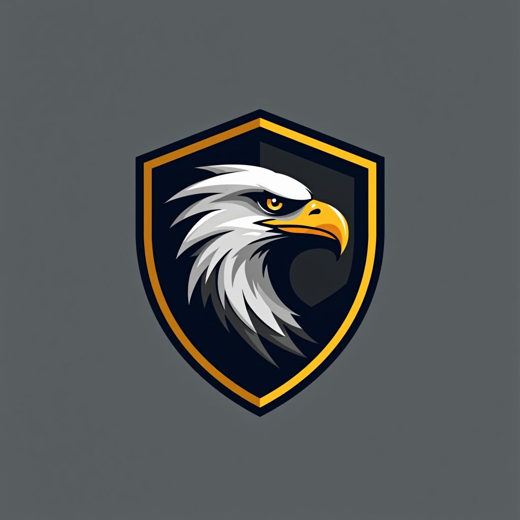  design a logo, create an emblem logo using an eagle’s eye and a shield, emphasizing the company’s focus on vigilance and protection.