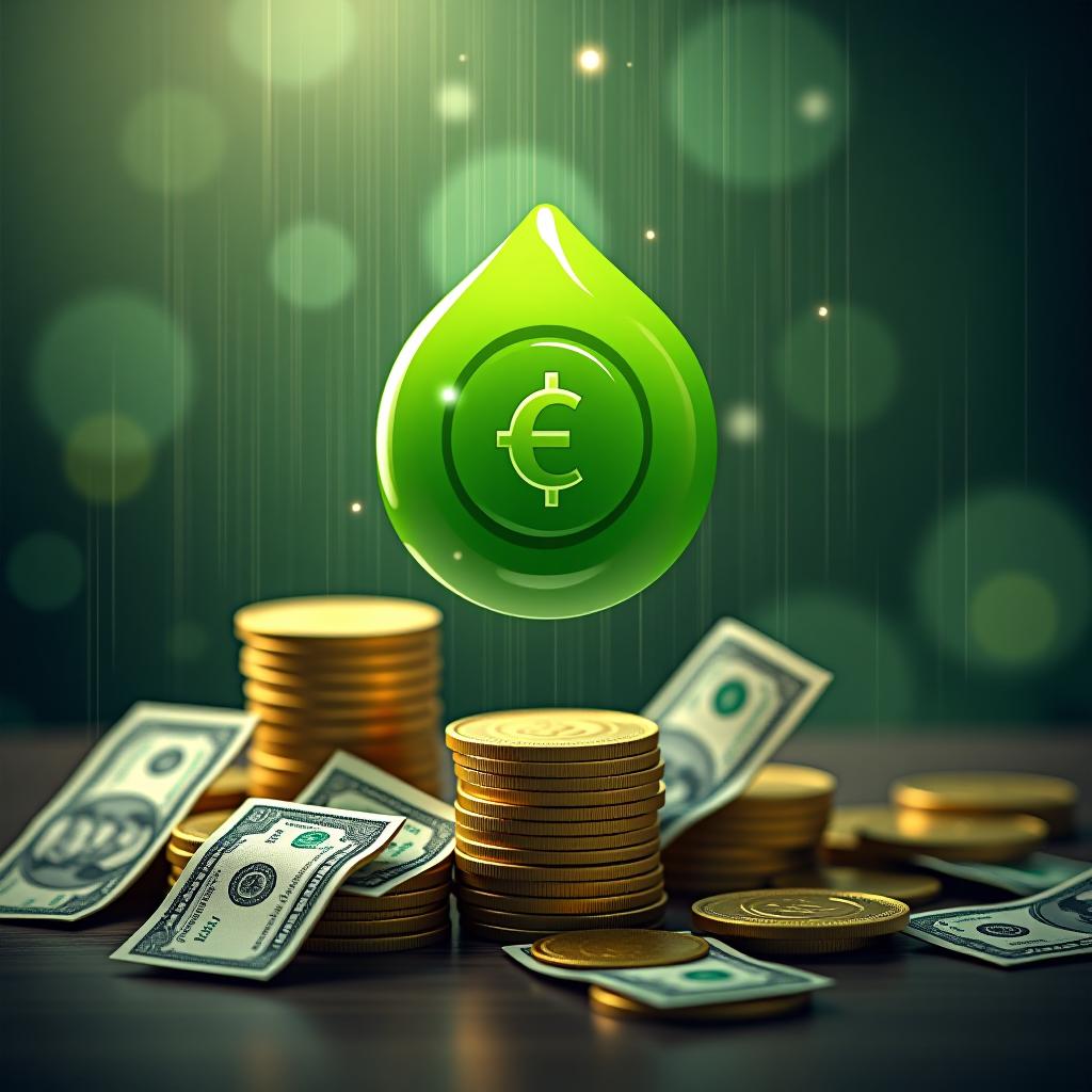  design a logo, emoney with money raining in background