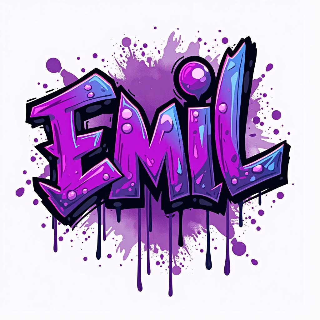  can you make a grafitti type of profile picture for discord. i want it to be purple and i want it to say emil, (logo:1.15), hq, hightly detailed, 4k