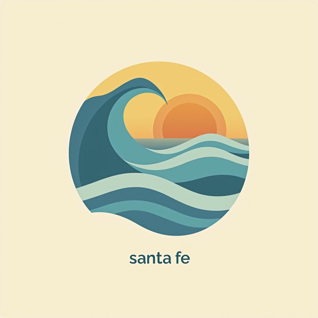  design a logo, earth logo, minimal modern style, with the text 'blue waves in santa fe'.