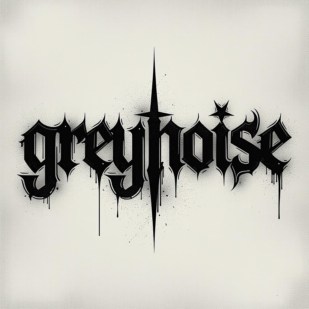  design a logo, band name. band name greynoise and i want it to have a gothic look so its a crazy font and its super fady and kinda hard to read but make it aoft and aesthetic cause its a soft rock band, with the text 'greynoise'.