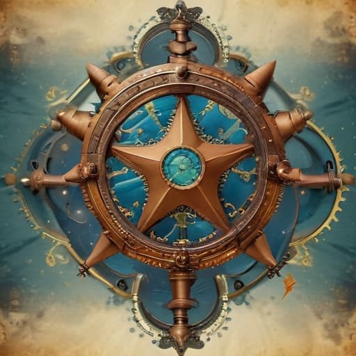 Estrella de mar y de mar en el cielo in Steampunk style with Ninguno background