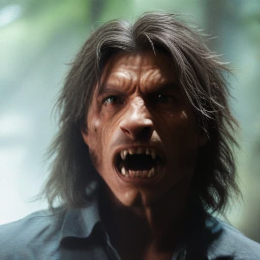 werewolf, woods, hyperrealistic, high quality, extremely detailed, cinematic lighting, intricate, sharp focus, f/1. 8, 85mm, (centered image composition), (professionally color graded), ((bright soft diffused light)), trending on instagram, HDR 4K, 8K