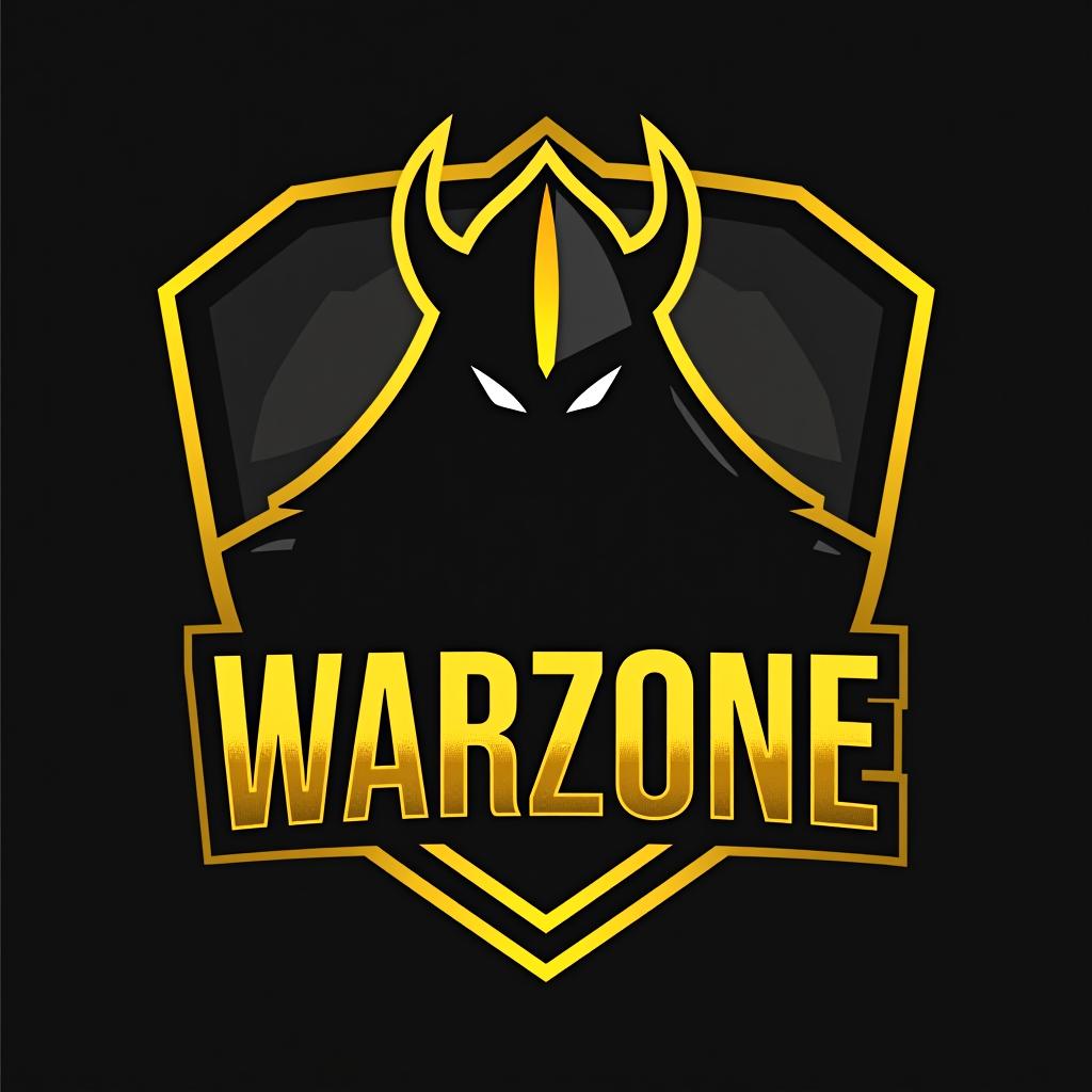  design a logo, esports logo, warrior theme, with text ‘warzone’, black and yellow color