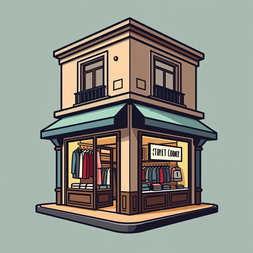  design a logo, tienda de ropa en una esquina , with the text 'street corner'.