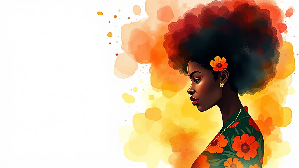  black woman watercolor painting style banner for africa day