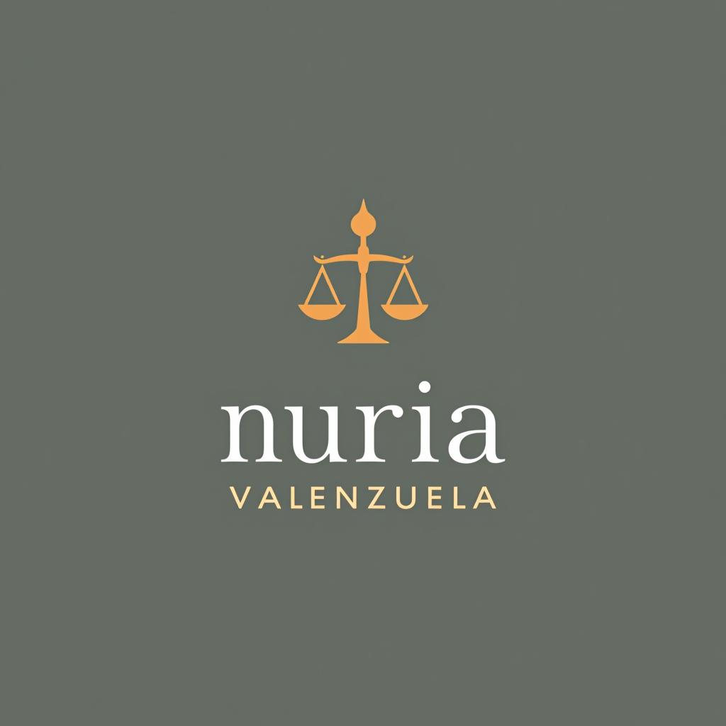  design a logo, quiero un logo para un despacho de abogados que sea sencillo y bonito, with the text 'nuria valenzuela'.