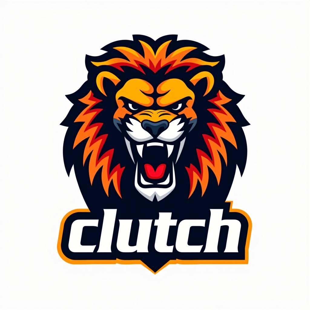  design a logo, lion logo aggressive with it roaring, with the text 'clutch '.