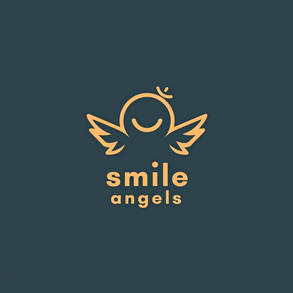  design a logo, in a minimalism style. 水彩スタイル、水のロゴ、水色のグラデーションカラー、白背景。, with the text 'smile angels'.