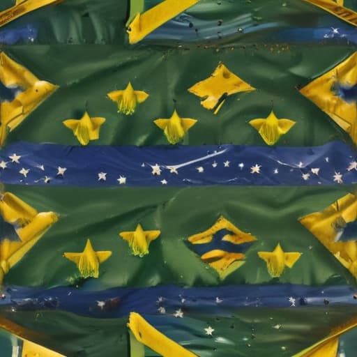 Bandeira do Brasil, onde as borboletas substituem as estrelas. Bandeira aparecendo inteira in Oil painting style