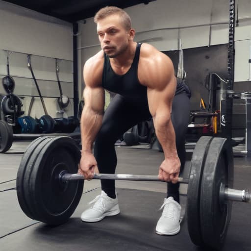 Kraftsportler der Deadlifts macht