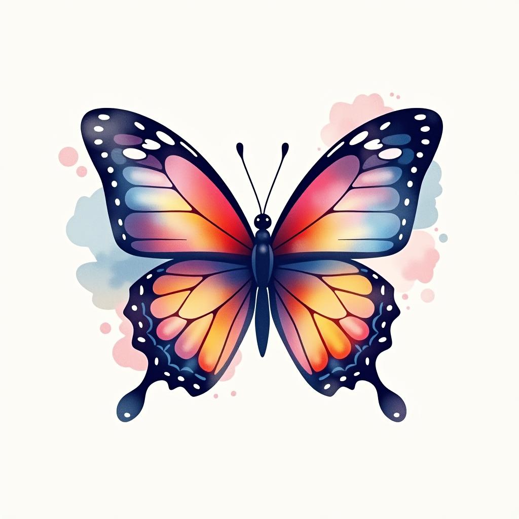  design a logo, watercolor style, logo of a butterfly, beautiful colors