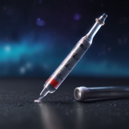 syringe in Cinematic style with Space background