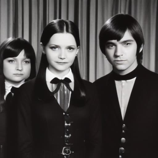 Wednesday Addams with the Monkees