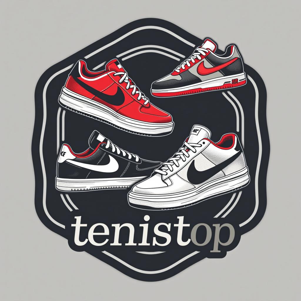  design a logo, es de tenis de diseñador dior, nike, amiri, yeezy, with the text 'tenistop'.