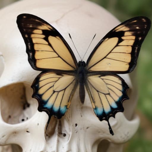 A butterfly positioned in a way its outline makes a skull