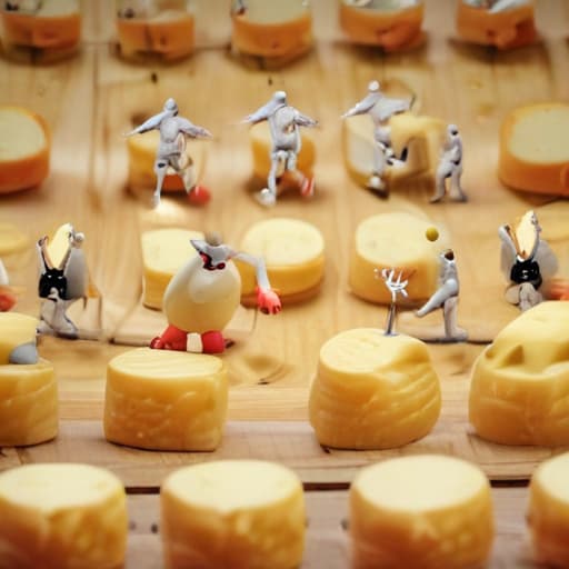 Breakdancing anthropomorphic cheeses