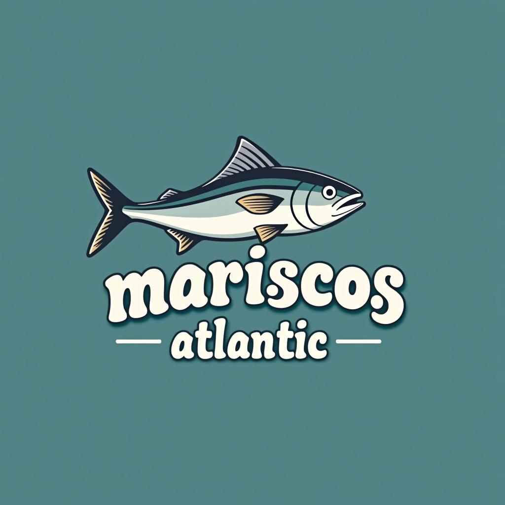  design a logo, vendemos pescados , with the text 'pescados mariscos atlantic '.