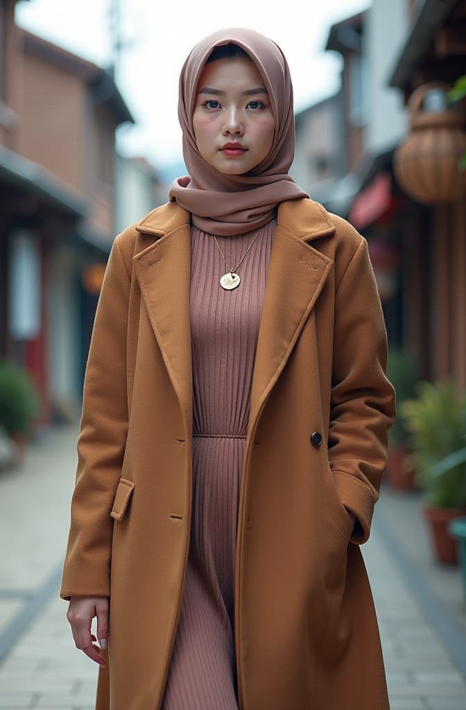  young adult+japanese+muslim+woman%2c+hijab%2c+bodycon+maxi+dress%2c+kinemacolor%2c+portrait+photography%2c+front+view%2c+hip+level+shot%2c+partly+cloudy%3a+nikon+d850+camera+with+a+nikkor+24 70mm+f%2f2.8e+ed+vr+lens%2c+ultra+detail%2c+perfect+details%2c+girl+next+door%2c+natural+makeup%2c+academia+outfit%2c+jonathan+anderson%2c+coat%2c+flowercore hyperrealistic, full body, detailed clothing, highly detailed, cinematic lighting, stunningly beautiful, intricate, sharp focus, f/1. 8, 85mm, (centered image composition), (professionally color graded), ((bright soft diffused light)), volumetric fog, trending on instagram, trending on tumblr, HDR 4K, 8K