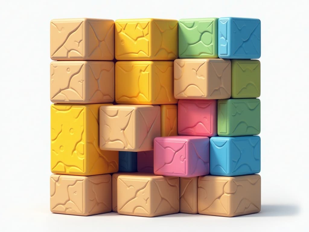  the icon for the puzzle block game. without unnecessary details. all objects are large.the blocks are square and multicolored