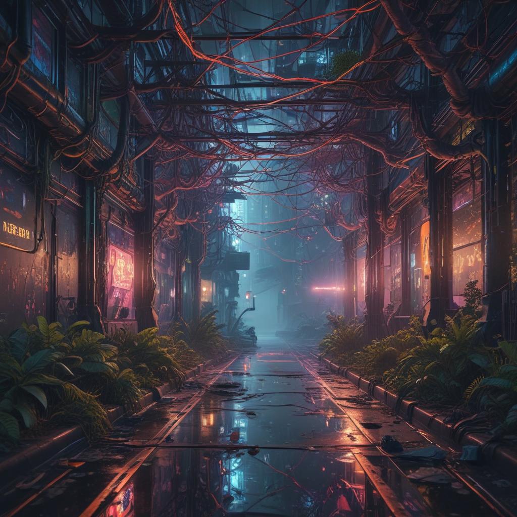 A futuristic digital landscape with intricate neural network patterns glowing in vibrant neon colors, resembling a complex web of interconnected nodes and pathways, cyberpunk aesthetic, high tech digital art"in the style of technical diagrams, with clean lines, minimalistic design, and a monochromatic color scheme"This image is a breathtaking painting that captures the magical scene with vivid detail. The overall composition is spellbinding, showcasing a perfect harmony. photorealism fantasy, unreal engine 5, concept hyperrealistic, full body, detailed clothing, highly detailed, cinematic lighting, stunningly beautiful, intricate, sharp focus, f/1. 8, 85mm, (centered image composition), (professionally color graded), ((bright soft diffused light)), volumetric fog, trending on instagram, trending on tumblr, HDR 4K, 8K