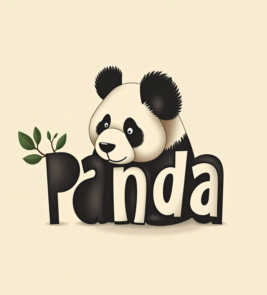  a panda minimal typgraphy text "panda" which made panda