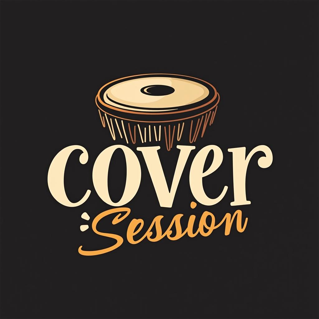  design a logo, el logo es para un canal de youtube que se llama “cover session” es un canal de percusión latina . me gustaría un logo alegre donde esté una conga y un timbal y el nombre del canal