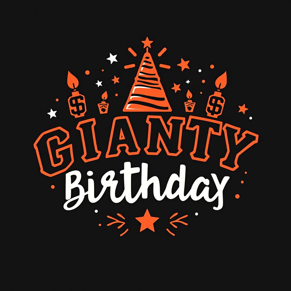  design a logo, idea con la imagen de san francisco giants que diga happy birthday