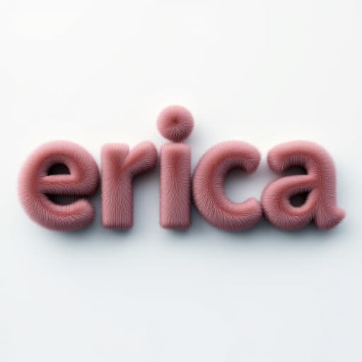  best quality,masterpieck,8k, photo of texts 'erica', the text made of fur, empty white background,3d render.png hyperrealistic, full body, detailed clothing, highly detailed, cinematic lighting, stunningly beautiful, intricate, sharp focus, f/1. 8, 85mm, (centered image composition), (professionally color graded), ((bright soft diffused light)), volumetric fog, trending on instagram, trending on tumblr, HDR 4K, 8K