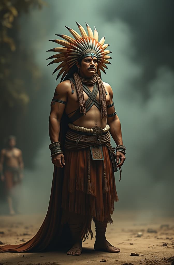  relatos mitologicos aztecas hyperrealistic, full body, detailed clothing, highly detailed, cinematic lighting, stunningly beautiful, intricate, sharp focus, f/1. 8, 85mm, (centered image composition), (professionally color graded), ((bright soft diffused light)), volumetric fog, trending on instagram, trending on tumblr, HDR 4K, 8K