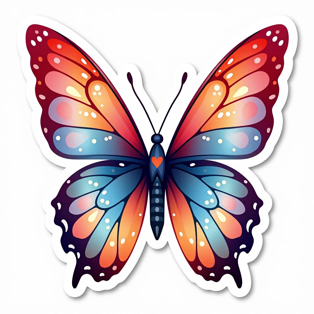  design a logo, custom sticker design on an isolated white background decorated by watercolor butterfly, with the text ‘love’