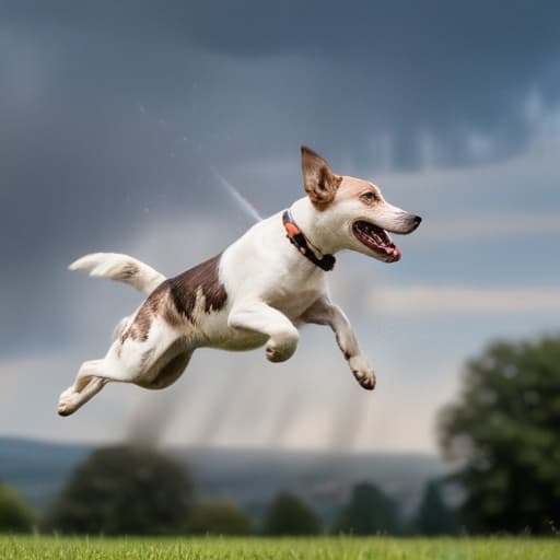 Dog flying like a jet