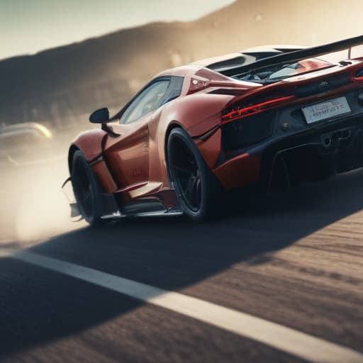 Supercar racing on a track hyperrealistic, full body, detailed clothing, highly detailed, cinematic lighting, stunningly beautiful, intricate, sharp focus, f/1. 8, 85mm, (centered image composition), (professionally color graded), ((bright soft diffused light)), volumetric fog, trending on instagram, trending on tumblr, HDR 4K, 8K