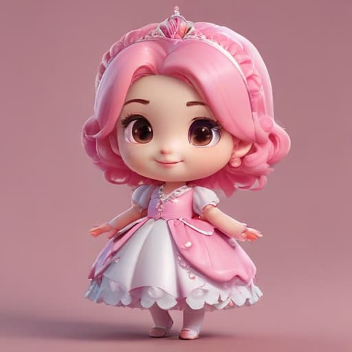 Princess pink happy, chibi, 2d, digital art, artstation, classic art, dynamic, high quality