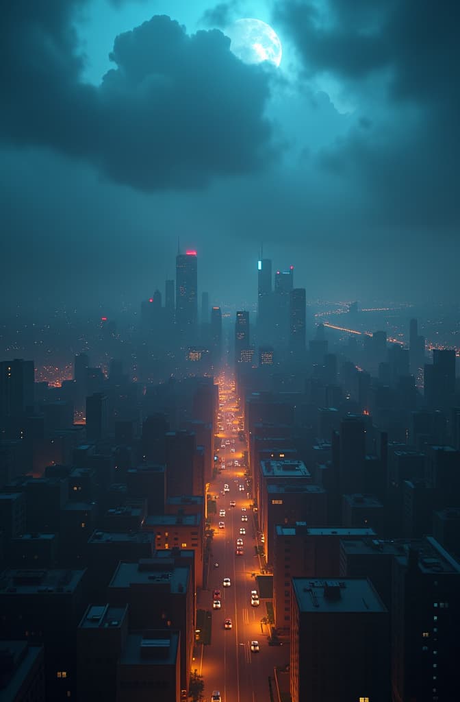  una portada para una serie o pelicula donde se vea una sobrepoblación de personas en una ciudad o planeta con escasez de recursos, night clouds, above city, atmospheric lighting, octane render a fantasy digital painting by james gurney, trending on artstation, hyperrealistic, realistic, photorealistic, dynamic lighting, highly detailed, cinematic landscape, studio lighting hyperrealistic, full body, detailed clothing, highly detailed, cinematic lighting, stunningly beautiful, intricate, sharp focus, f/1. 8, 85mm, (centered image composition), (professionally color graded), ((bright soft diffused light)), volumetric fog, trending on instagram, trending on tumblr, HDR 4K, 8K