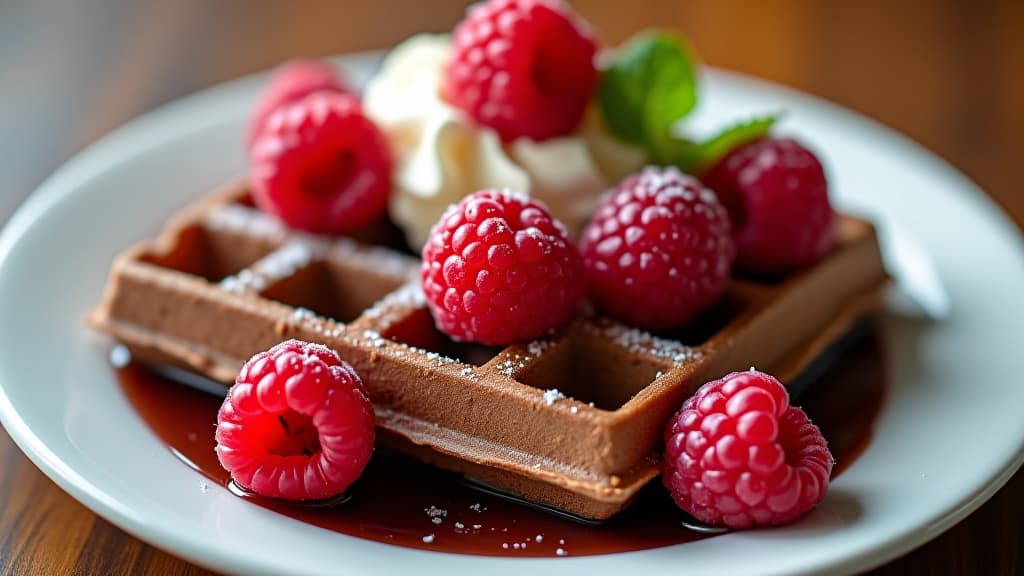  delicious dessert dish chocolate raspberry waffle berry